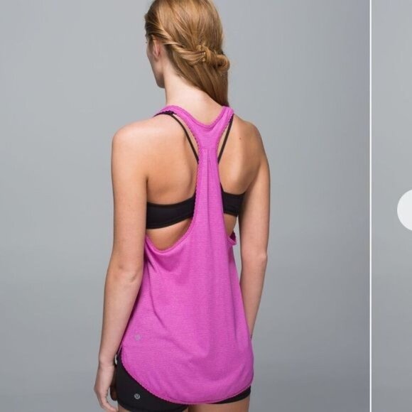 Lululemon 105 F Singlet Tank Top Raspberry Heathered Ultra Violet Pink Stripe 6 - Picture 2 of 8